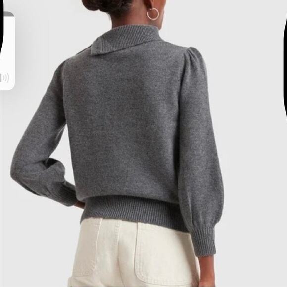 CO Essentials Wool Cashmere Gray Button Shoulder/Fold Collar Sweater Sz Medium - Picture 4 of 9